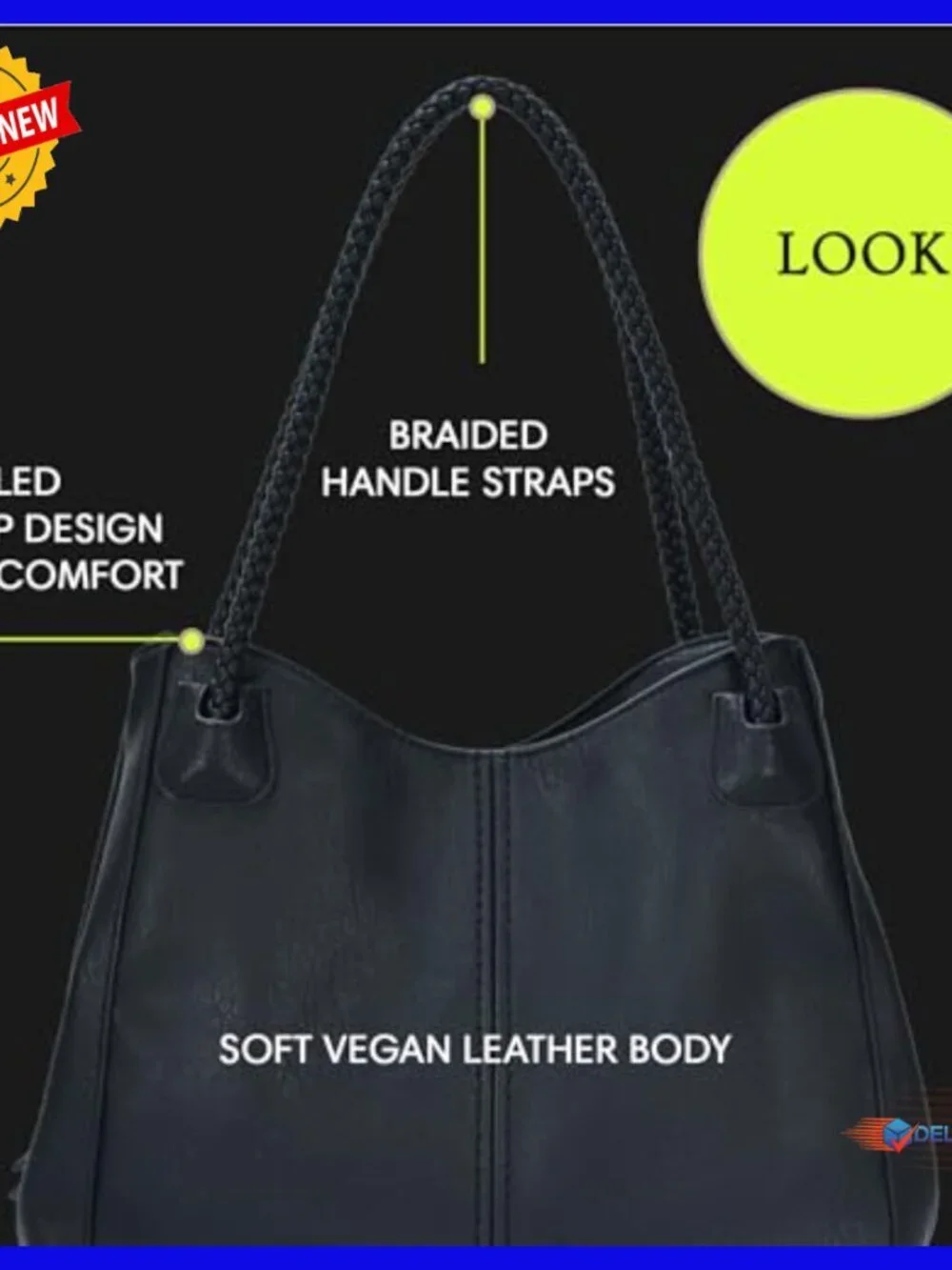 Vegan Leather Hobo Bag Spacious 14x13 Shoulder Purse Everyday Women